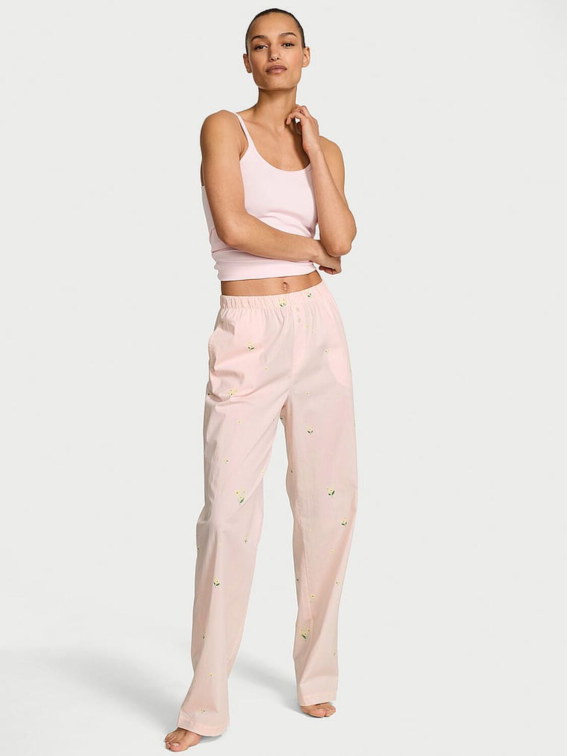 vs Victoria's Secret Mix & Match Sleep Heritage Cotton Pajama Pants Ballet Pink Floral 1 of 3 
