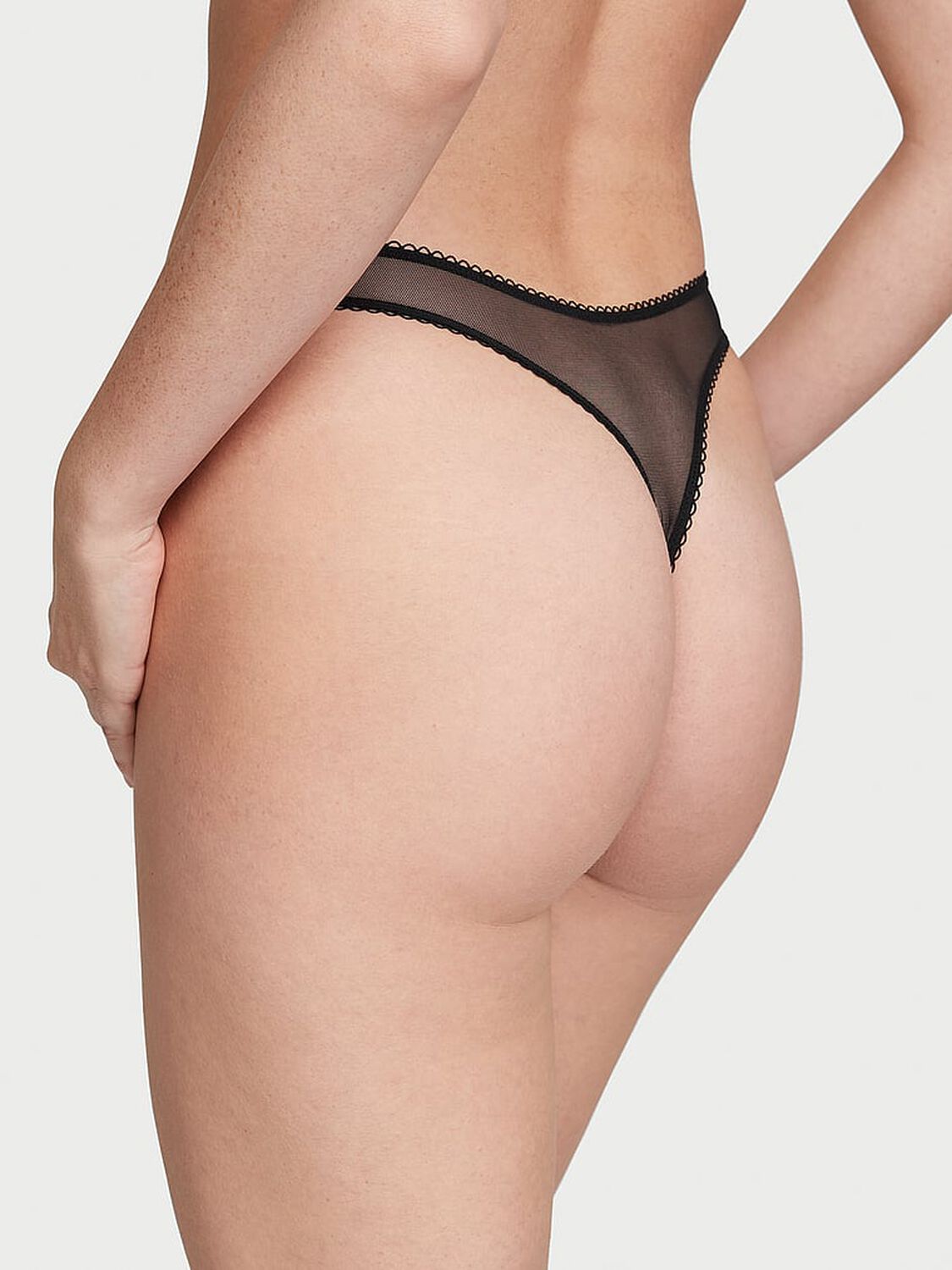 vs Victoria's Secret Tease High-Leg Scoop Thong Panty Black & Lipstick 2 of 4 