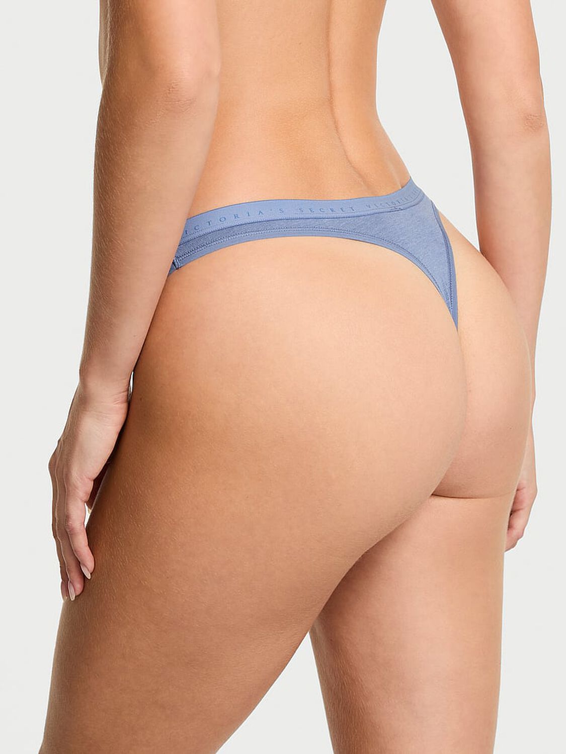 vs Victoria's Secret Stretch Cotton High-Leg Scoop Thong Panty Moonlight Blue 2 of 3 