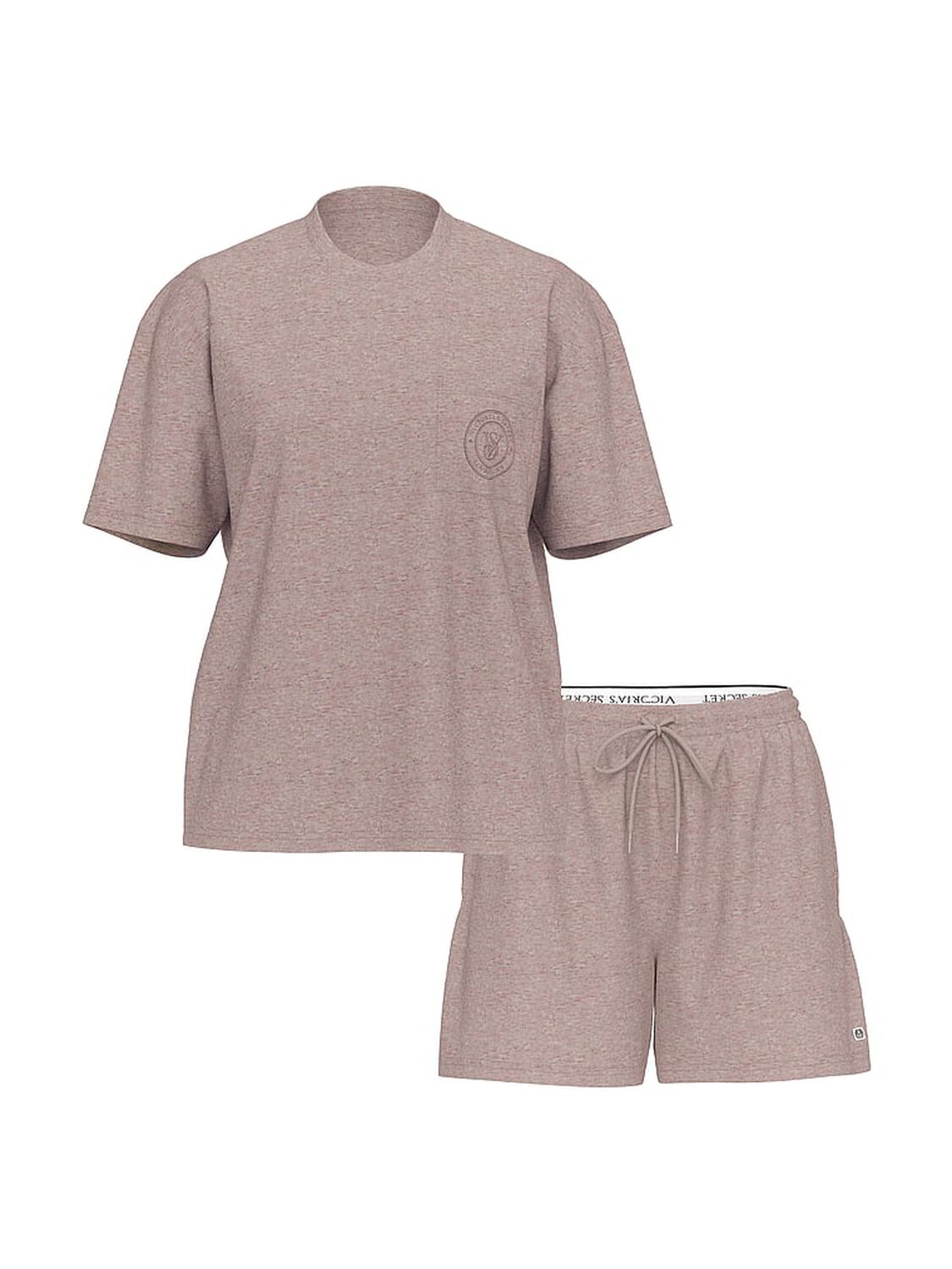 vs Victoria's Secret 100% Cotton Short Pajama Set Heather Cocoa Blush 1 of 3 