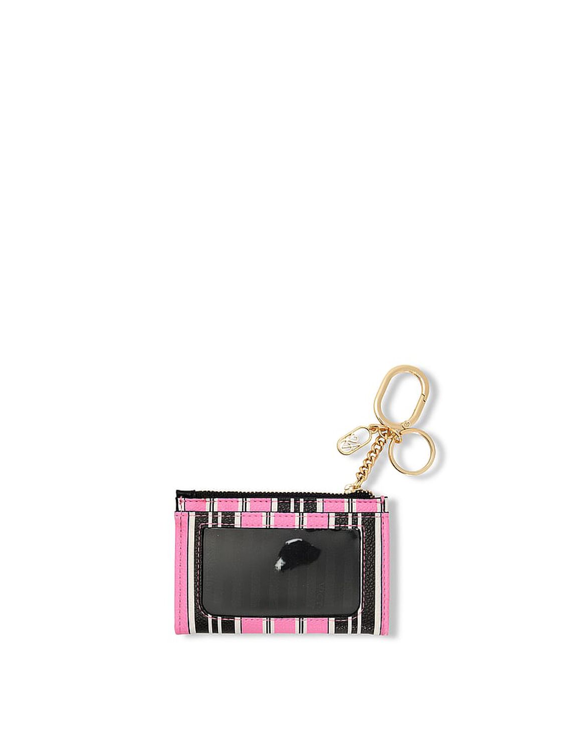 vs Victoria's Secret Foldover Card Case Keychain Pink And Black Stripe 2 of 2 