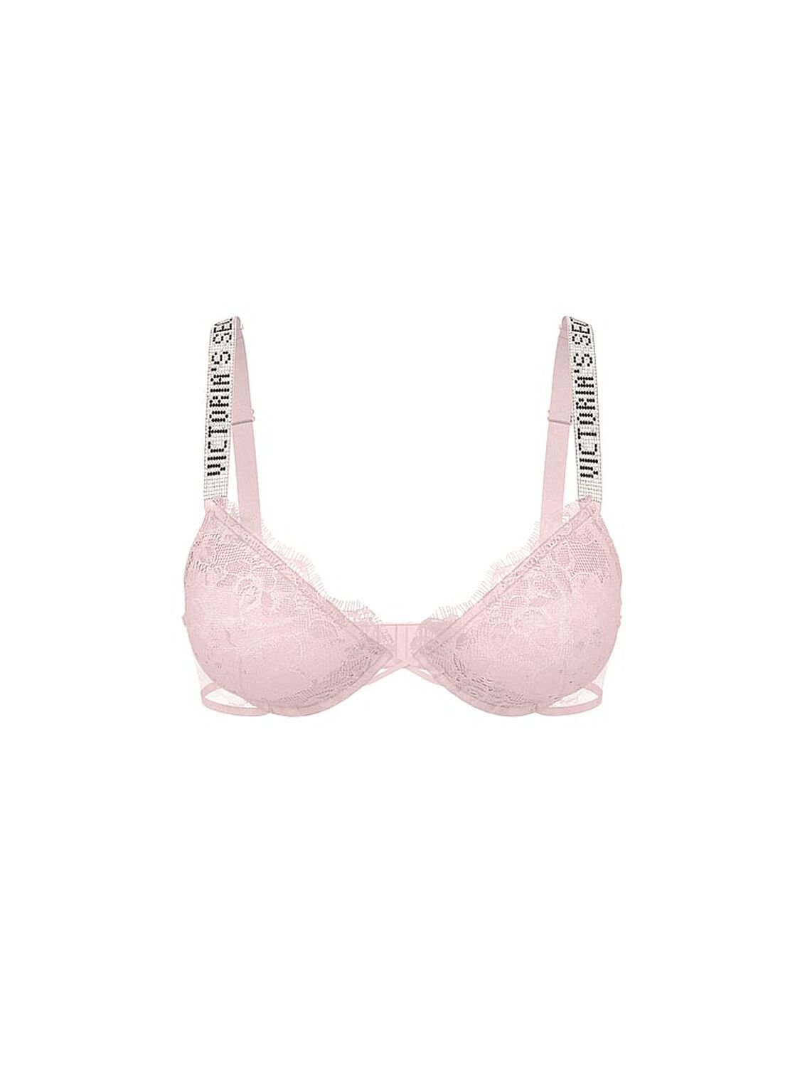 vs Very Sexy Shine Strap Rose Lace Lightly Lined Low-Cut Demi Bra Angel Pink 2 of 2 