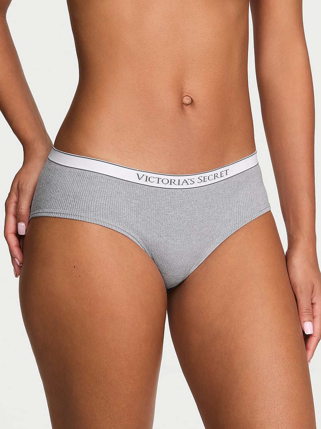 vs Seamless Seamless Logo Rib Hiphugger Panty Medium Heather Grey 1 of 2 
