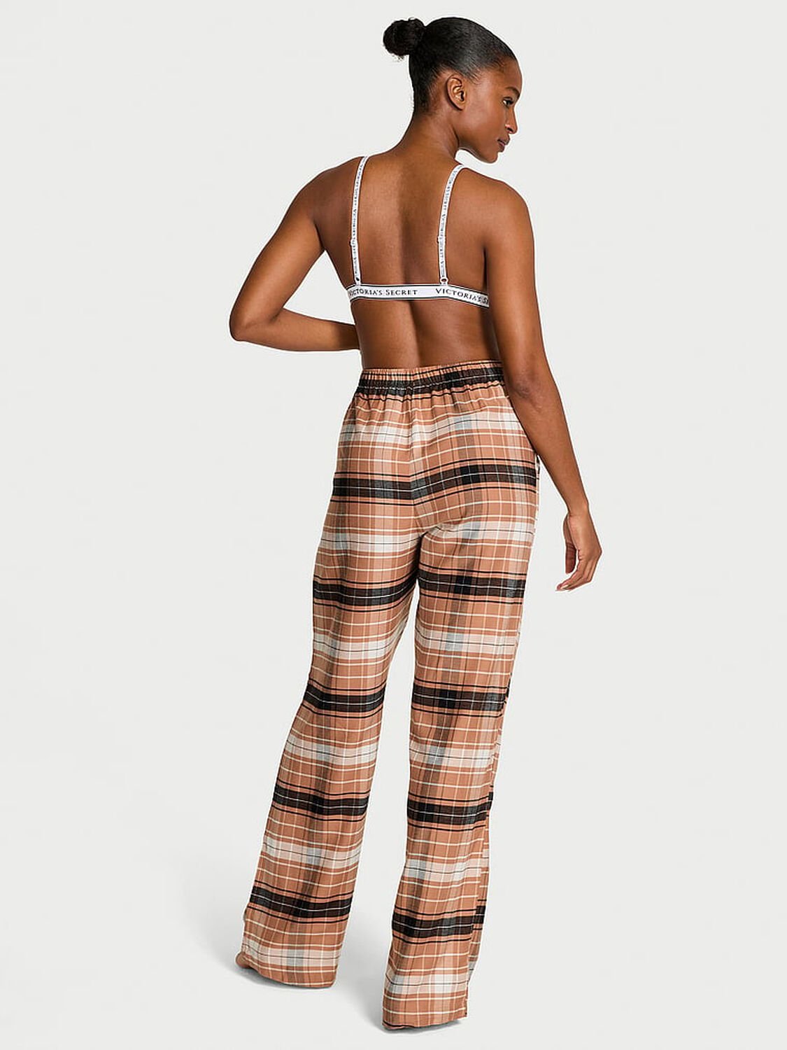 vs Victoria's Secret Modal-Cotton Pajama Pants Toffee/Coconut White Bold Plaid 1 of 3 