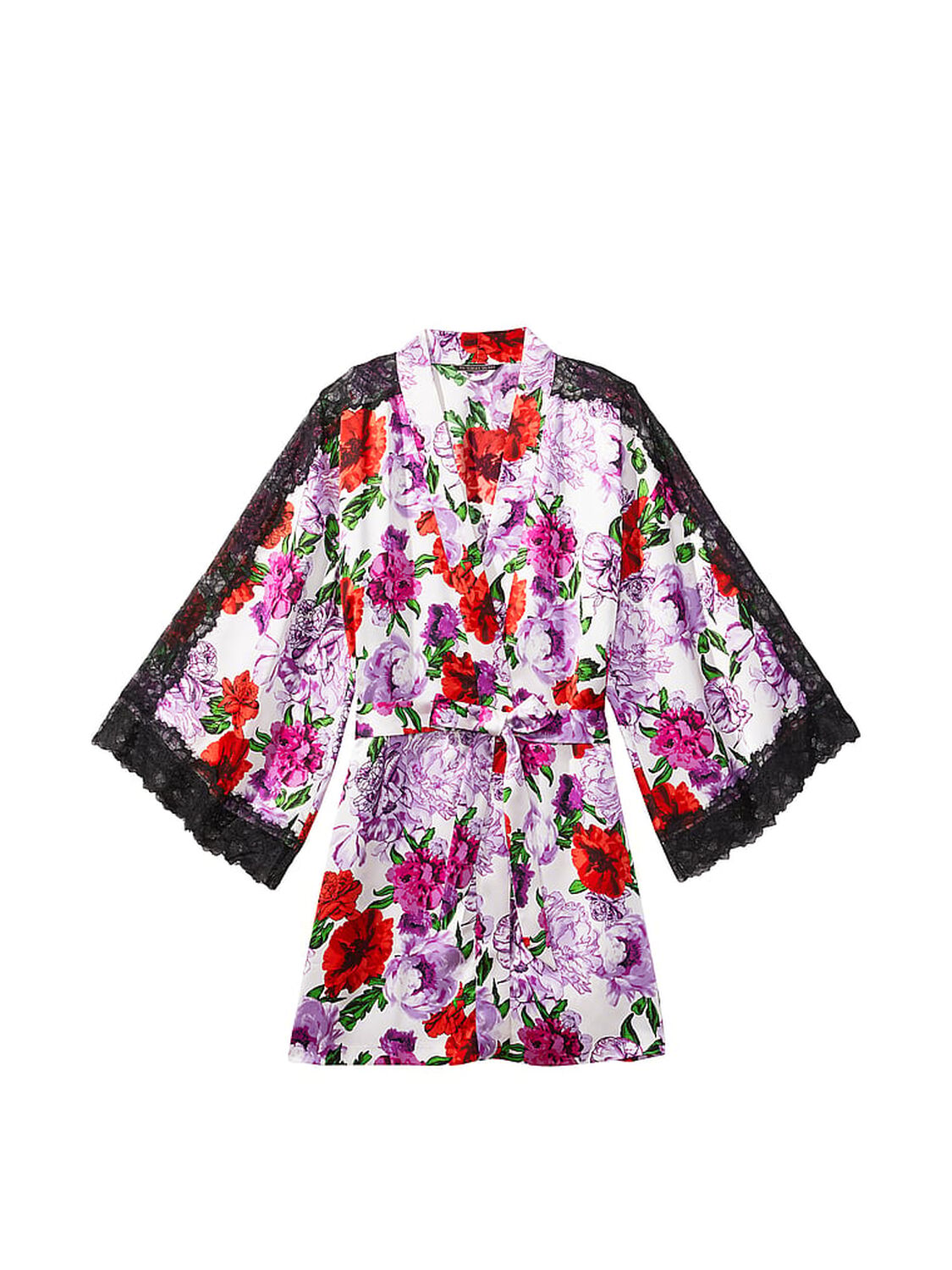 vs Victoria's Secret Lace Inset Robe White Rose Floral 3 of 3 