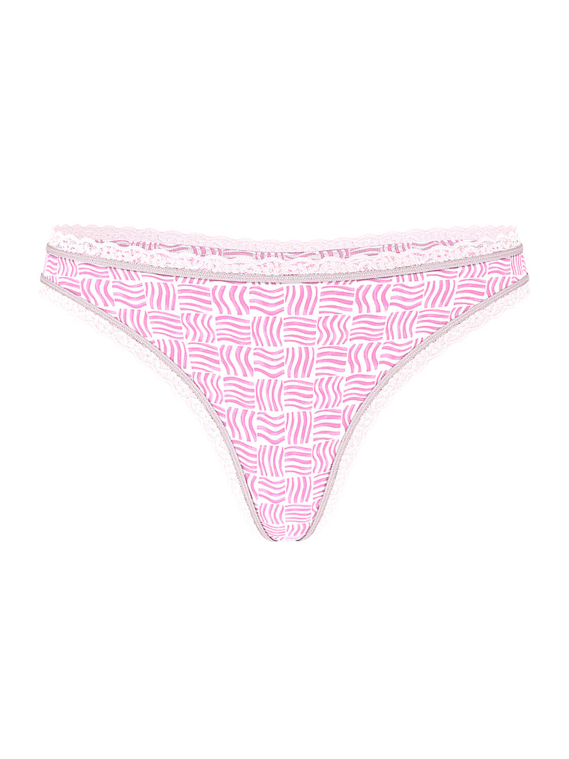 vs The Lacie Cotton Lace-Waist Thong Pink Waves 3 of 3 