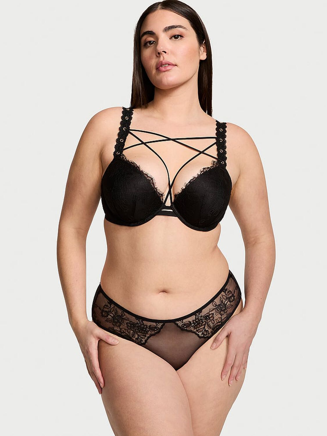 vs Very Sexy Rose Lace & Grommet Open-Back Cheeky Panty 4 of 4 
