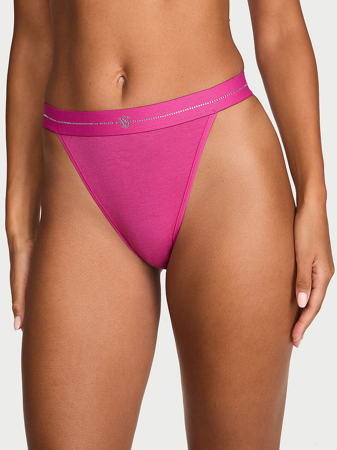 vs Cotton Shine Logo Cotton 90s Brief Panty Pink Fire 1 of 3 