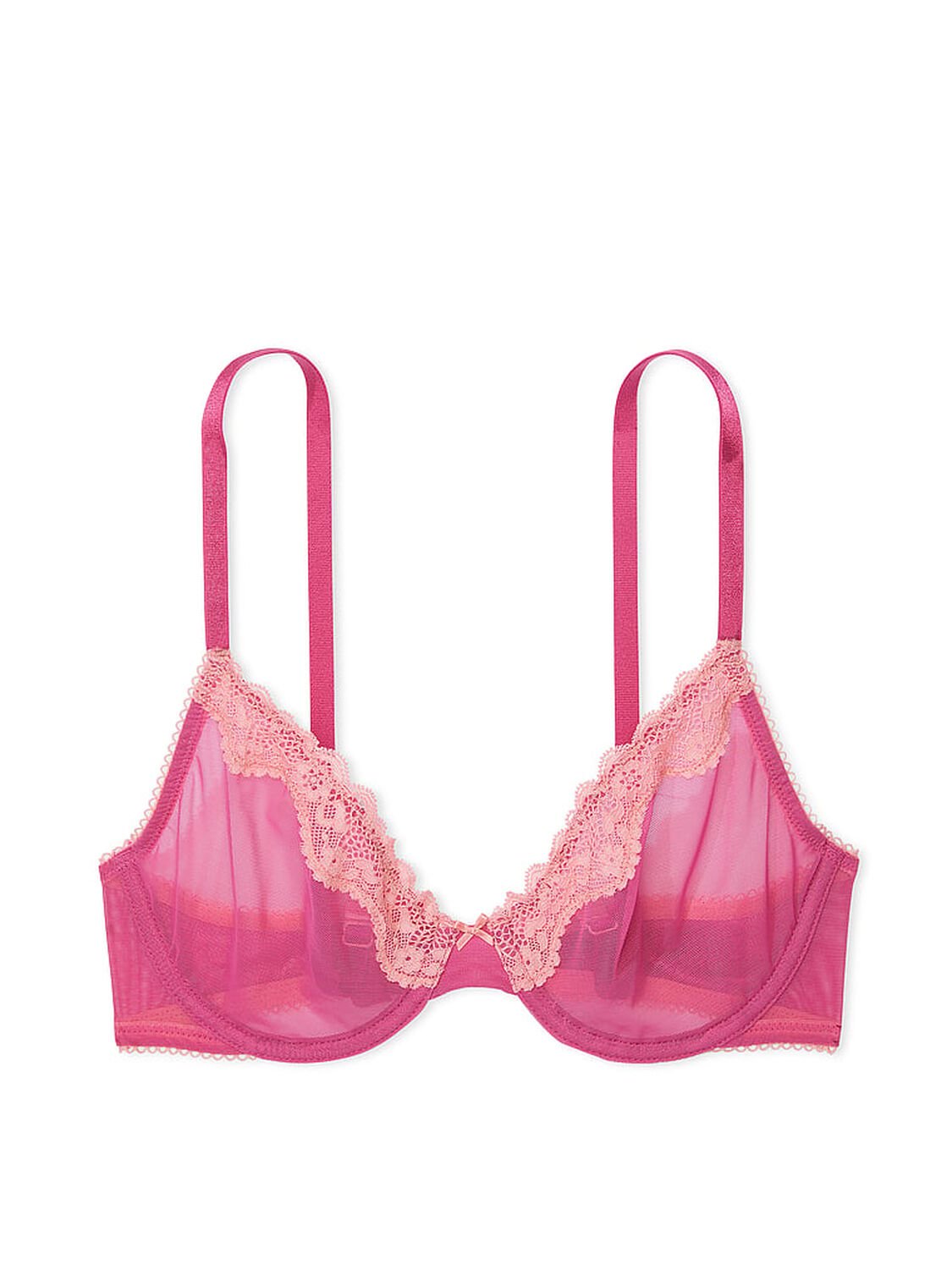 vs Victoria's Secret Tease Lace-Trim Unlined Demi Bra Luscious Rose 3 of 3 