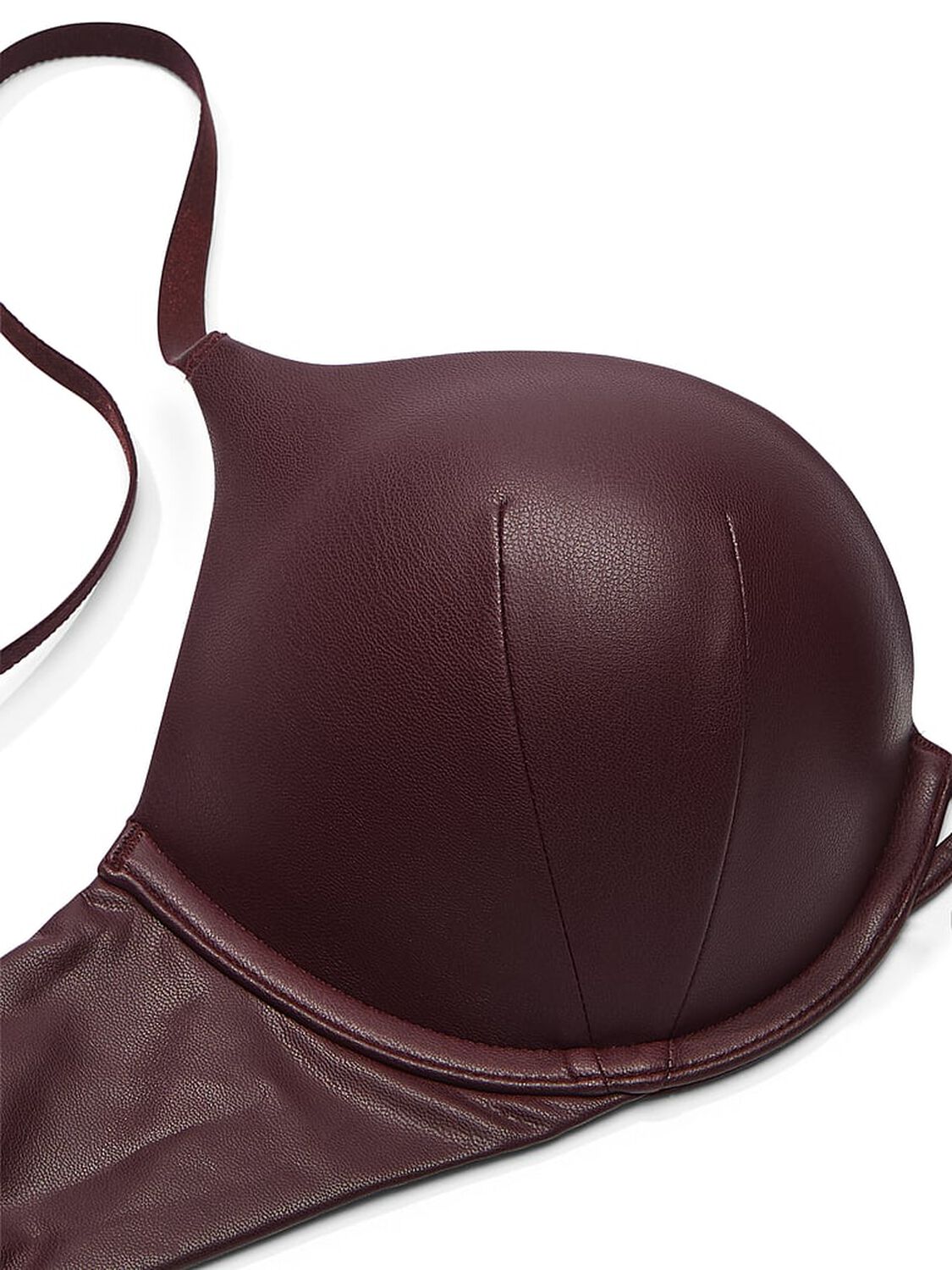 vs Very Sexy Bombshell Add-2-Cups Faux Leather Push-Up Bra Burgundy Brown 4 of 4 