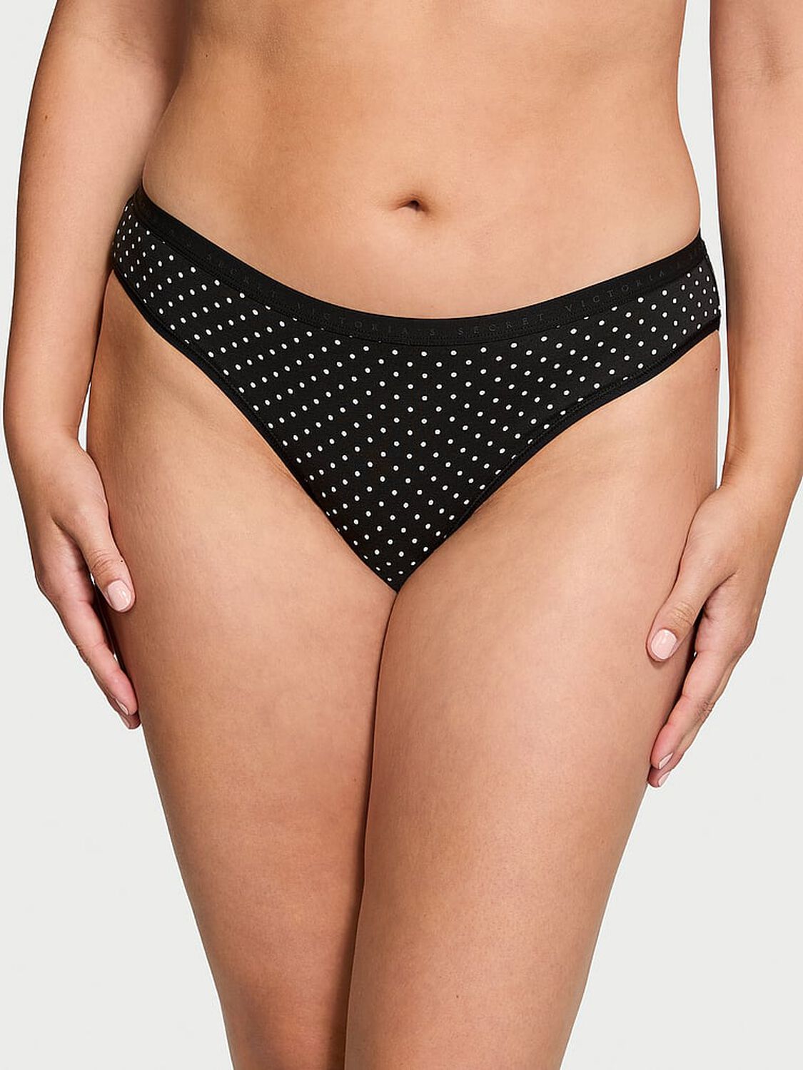 vs Victoria's Secret Stretch Cotton Bikini Panty Black Dots 1 of 3 