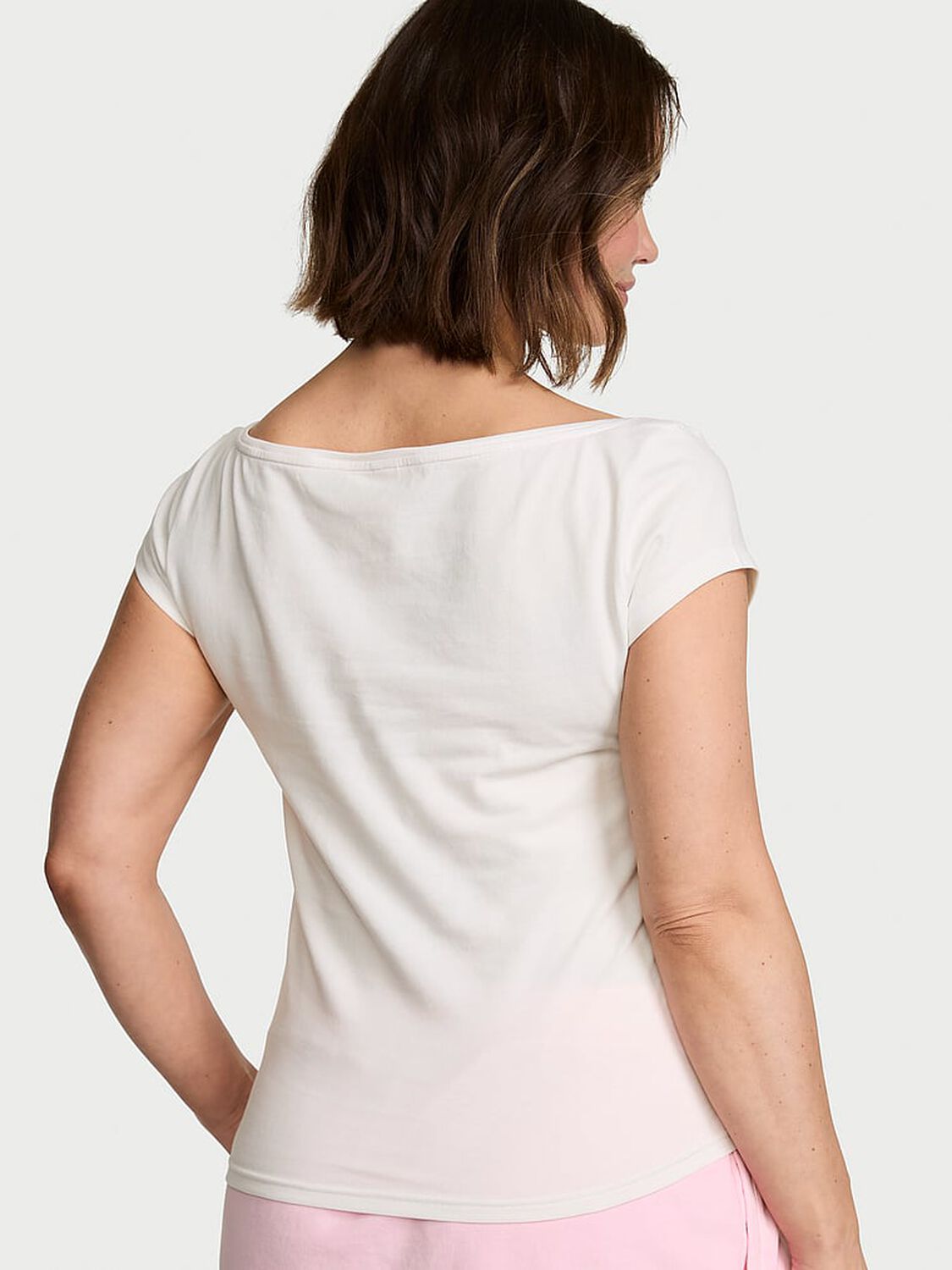vs Angel Essentials Stretch Cotton Fitted Boatneck Tee Coconut White 2 of 3 