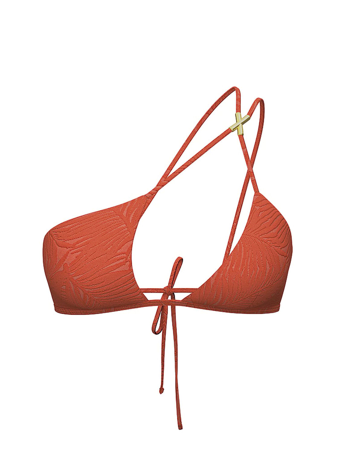 vs Victoria's Secret Swim Archives Sexy Straps One-Shoulder Bikini Top Burnt Orange Leaves 3 of 3 