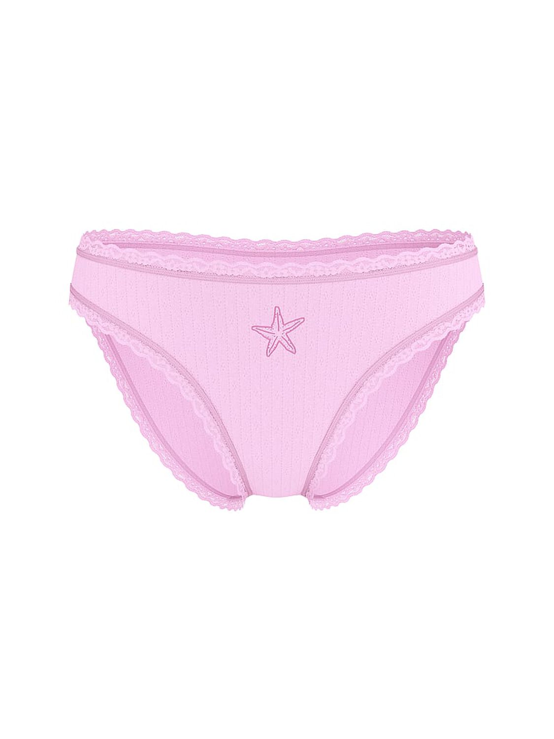 vs The Lacie Stretch Cotton Pointelle Lace-Waist Bikini Panty Waterlily Starfish 3 of 3 