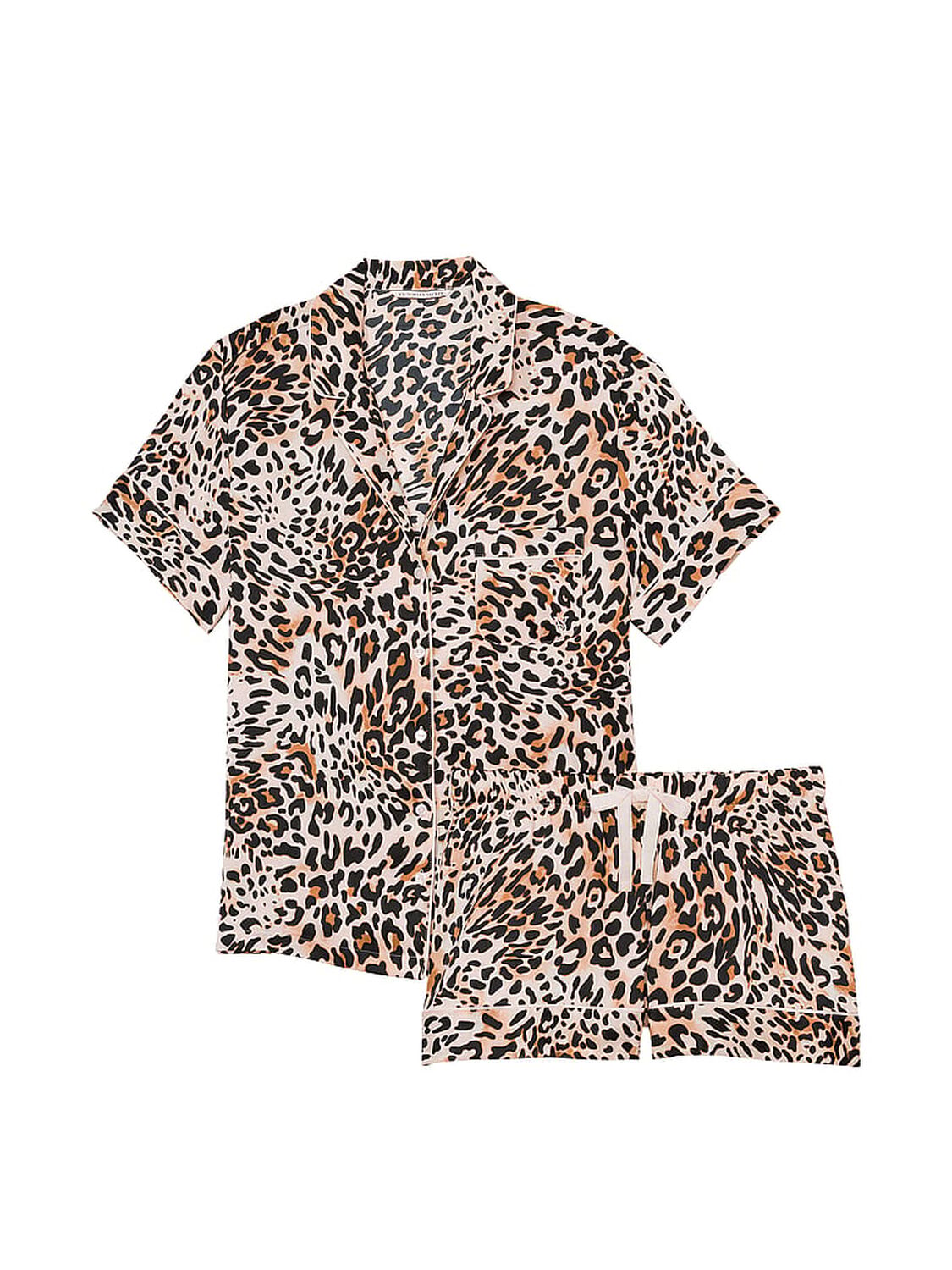 vs Victoria's Secret Satin Short Pajama Set Wavy Leopard 3 of 4 