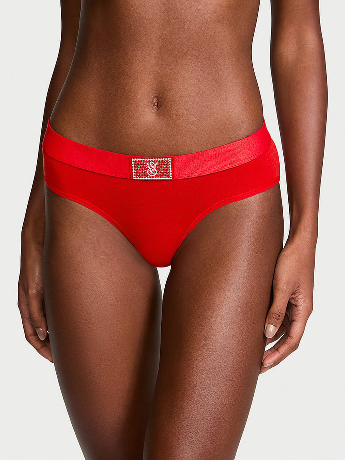 vs Cotton Logo Cotton Shine Patch Hiphugger Panty Lipstick 1 of 4 