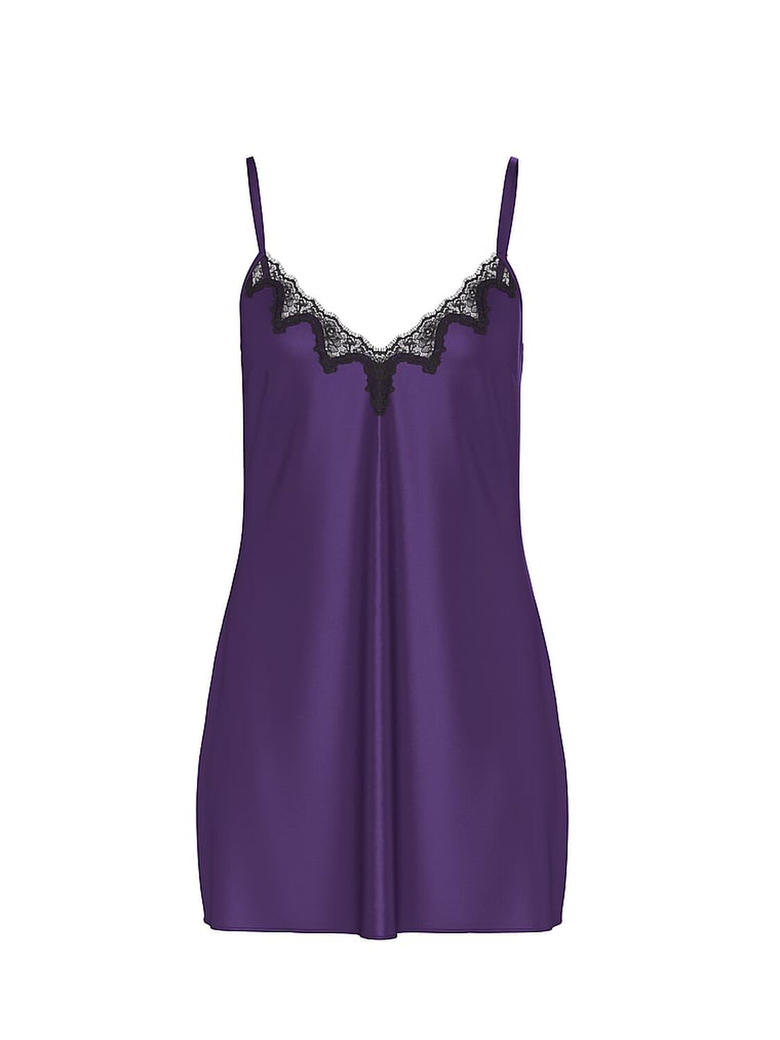 vs Victoria's Secret Satin Rose Lace-Trim Mini Slip Dress Valiant Purple 1 of 3 