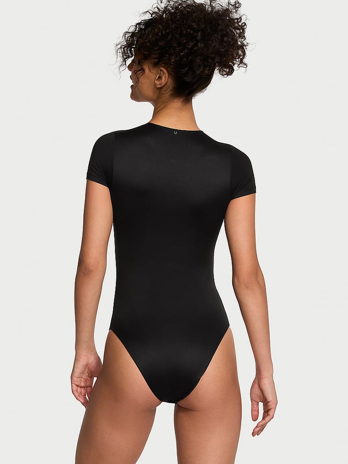 vs Victoria's Secret BODYWEAR by Victoria with FeatherSoft™ Innovation Short-Sleeve Bodysuit Black 2 of 4 