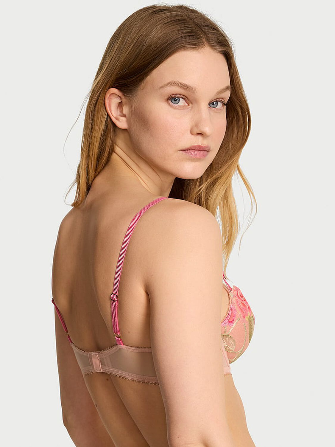 vs Dream Angels Sweet Melody Embroidery Lightly Lined Demi Bra Sweet Melody Pink 2 of 3 