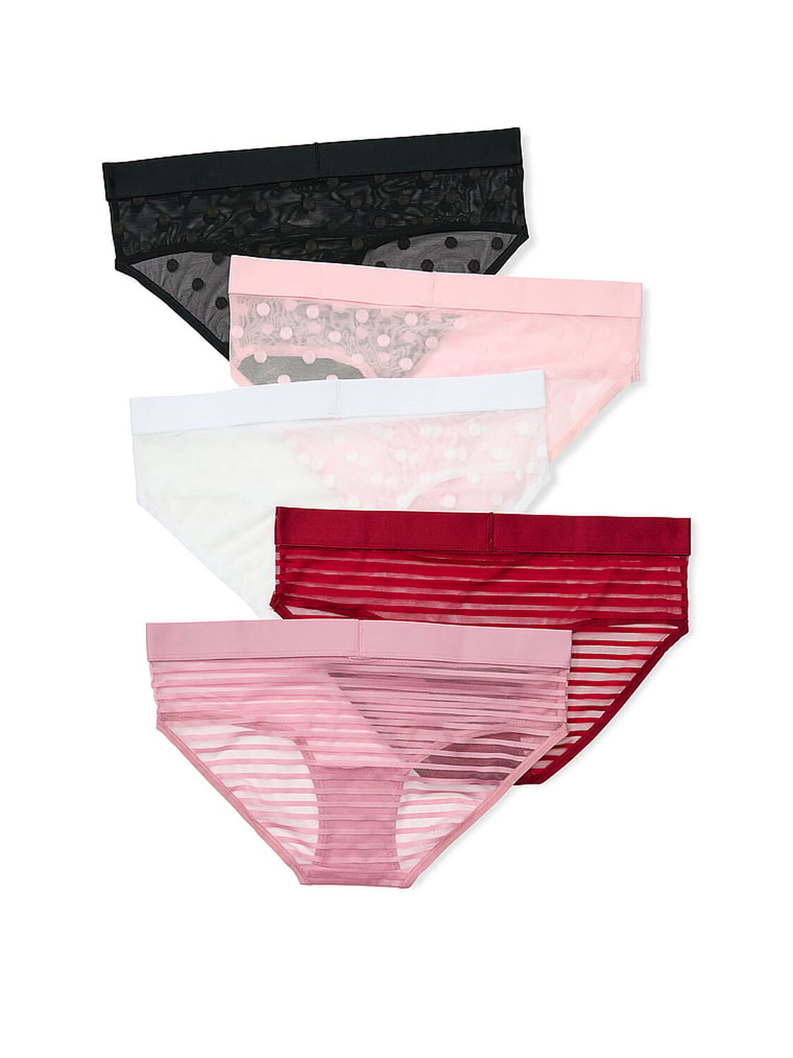 vs Victoria's Secret 5-Pack Sheer Heritage Logo Hiphugger Panties Multi 2 of 2 