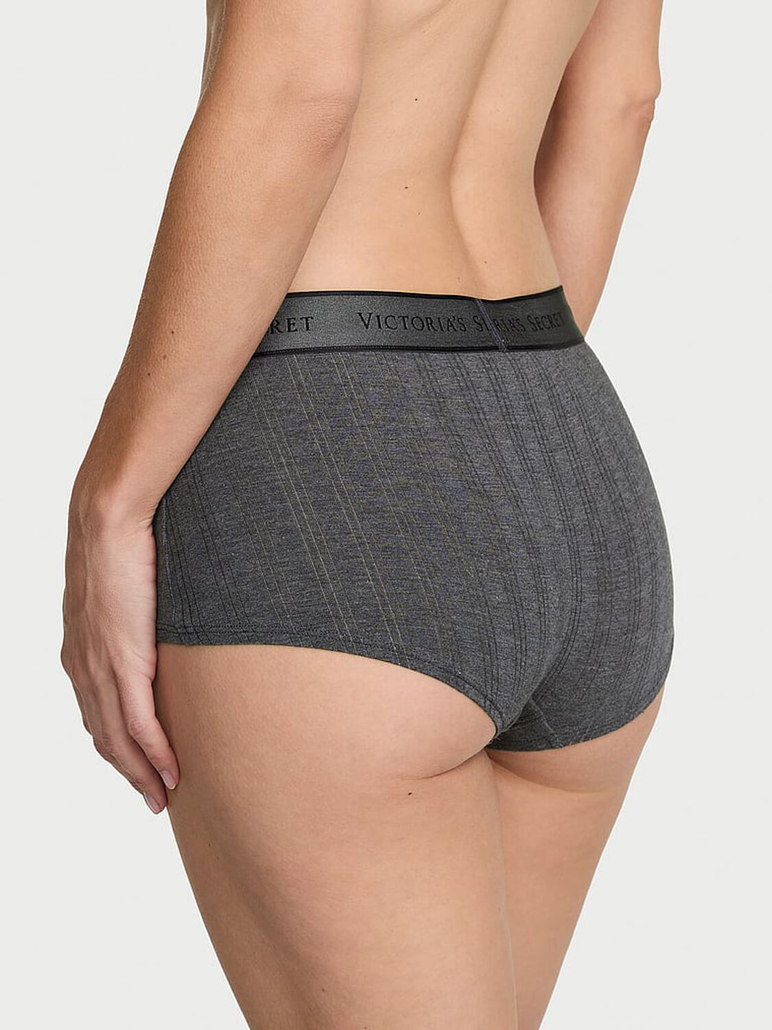 vs Cotton Ultra-Fine Modal Logo Boyshort Panty Heather Anthracite 2 of 2 