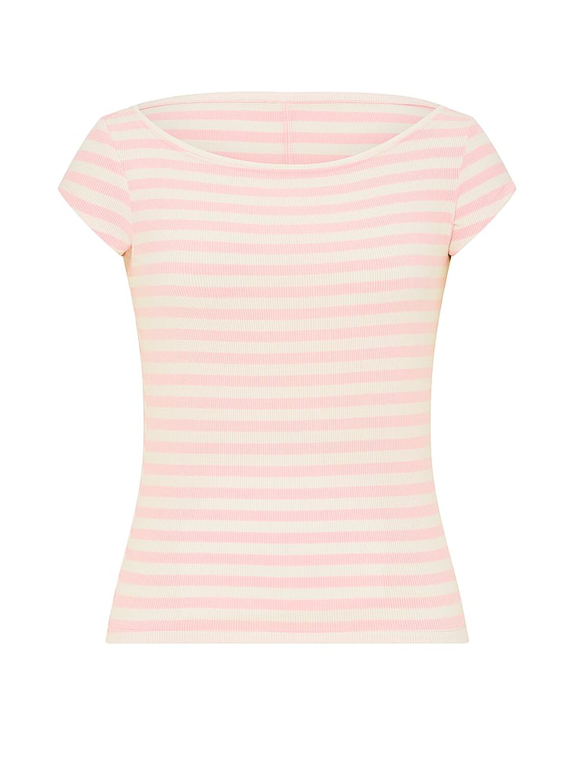 vs Angel Essentials VS Iconic Rib Boatneck Tee Pretty Blossom Stripes 3 of 3 