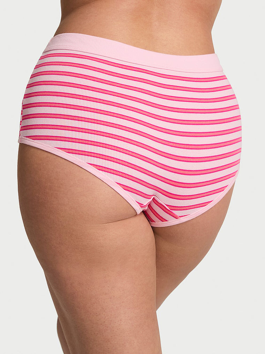 vs Cotton Cotton Rib Logo Hardware Boyshort Panty Pretty Blossom Stripe 2 of 2 