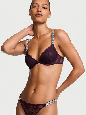 Shine Strap Rose Lace Lightly Lined Low-Cut Demi Bra