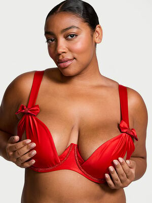 Wicked Twinkle Bows Satin Open-Cup Balconette Bra