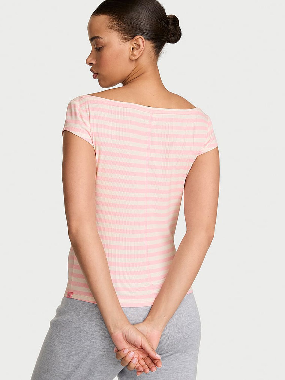 vs Angel Essentials VS Iconic Rib Boatneck Tee Pretty Blossom Stripes 2 of 3 