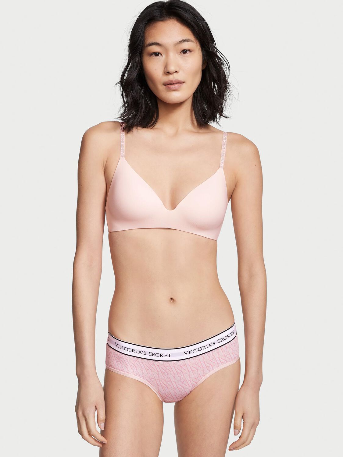 vs Cotton Logo Cotton Hiphugger Panty Purest Pink Geo Logo 1 of 3 