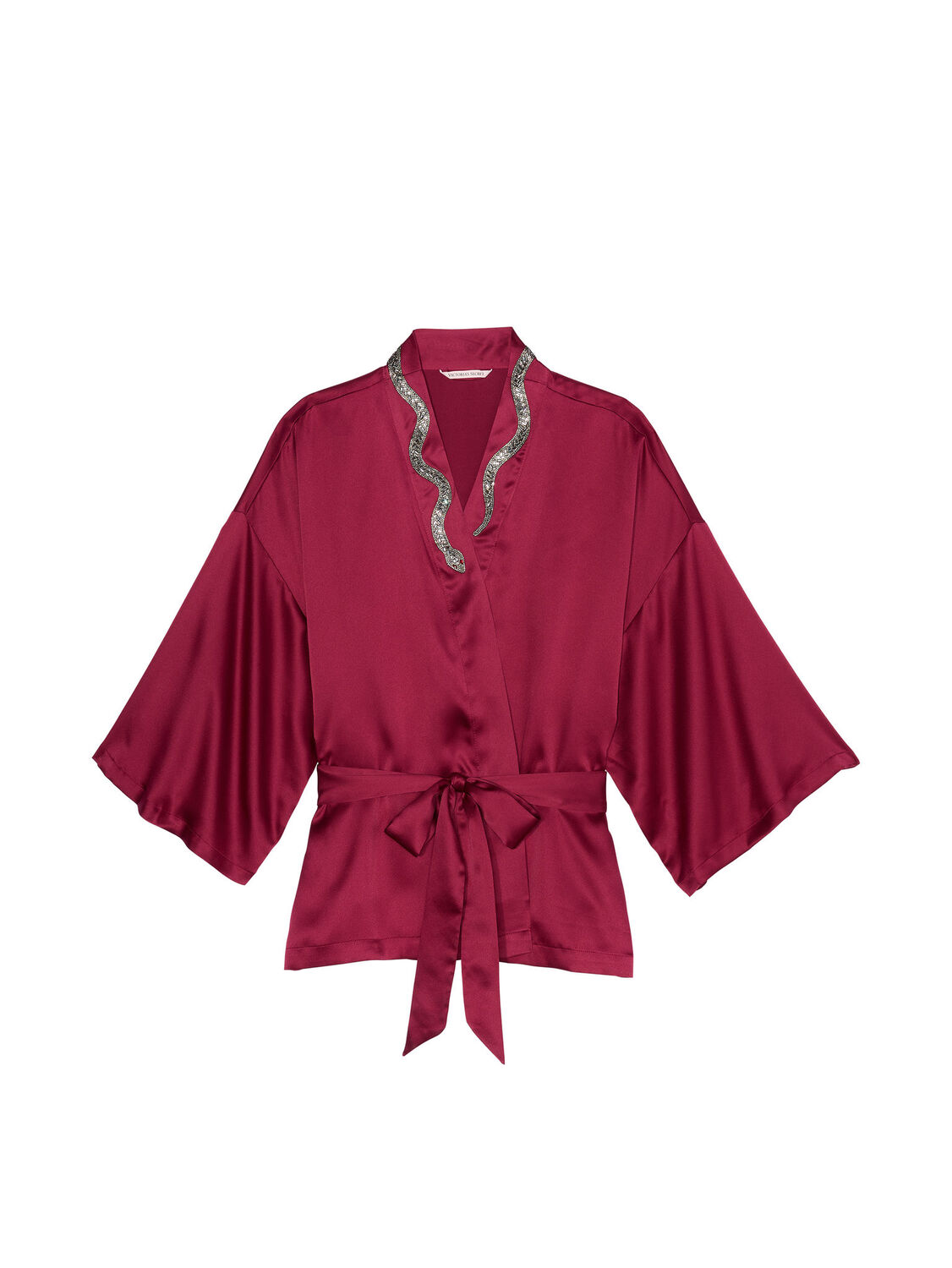vs Victoria's Secret Red Rose Satin Bed Jacket Campari 3 of 3 