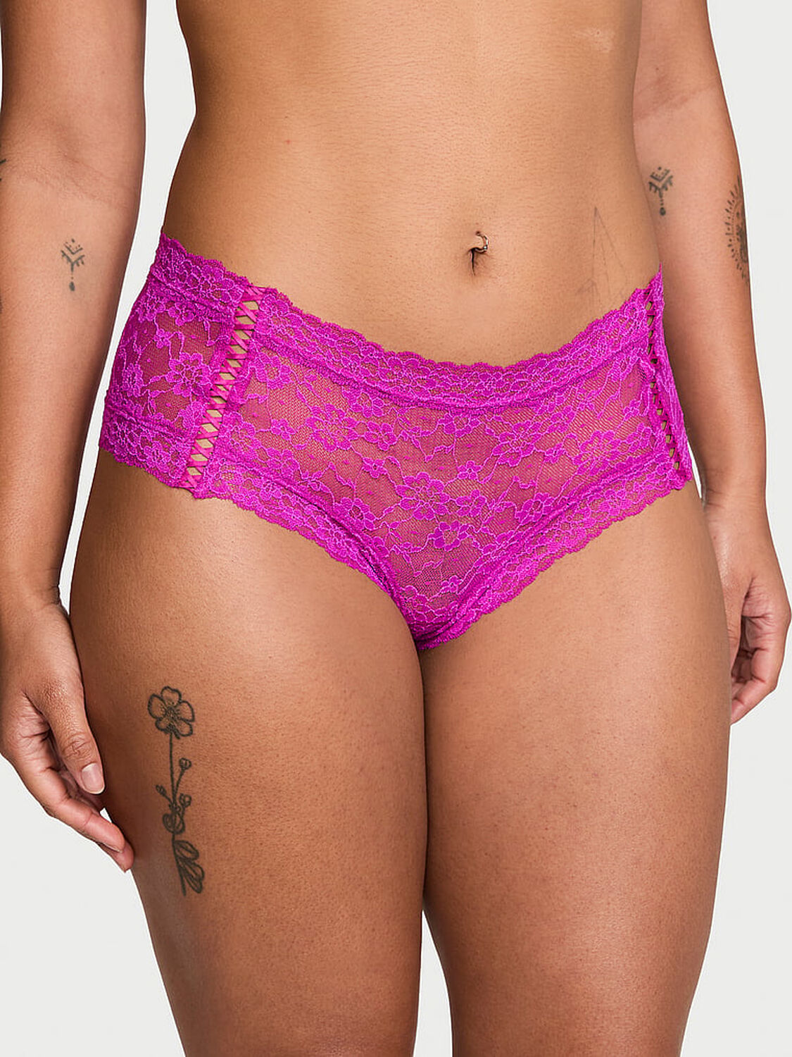 vs The Lacie Lace-Up Lace Cheeky Panty Outrageous Pink 1 of 4 