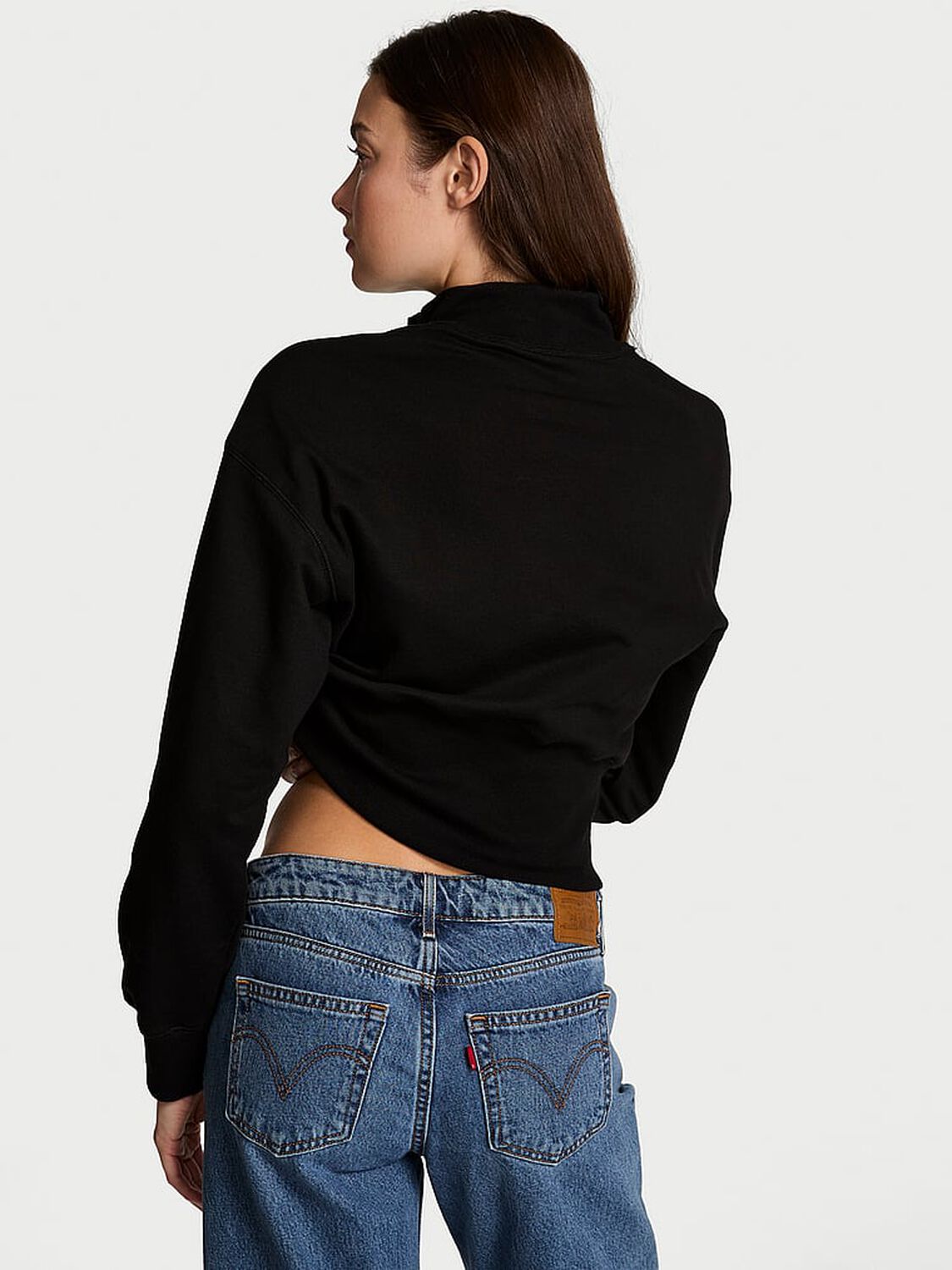 vs Angel Essentials Status Terry Fitted Half-Zip Sweatshirt Pure Black 2 of 2 