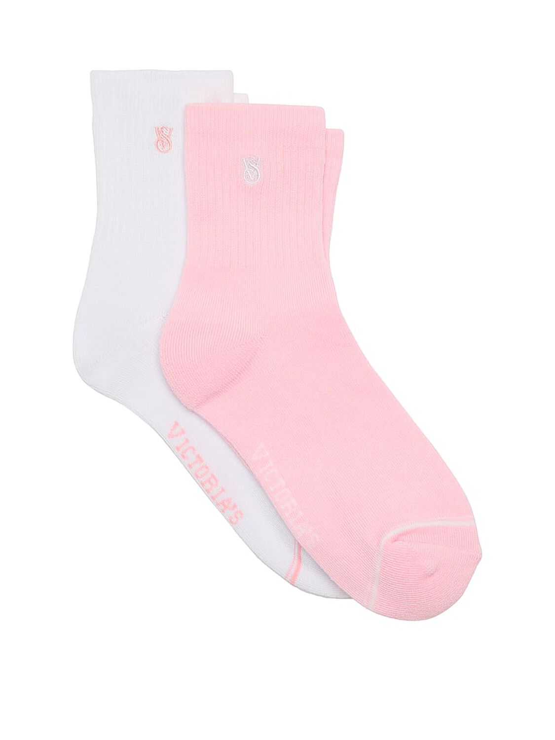 vs Victoria's Secret 2-Pack Quarter Socks Vs White & Pretty Blossom 1 of 1 