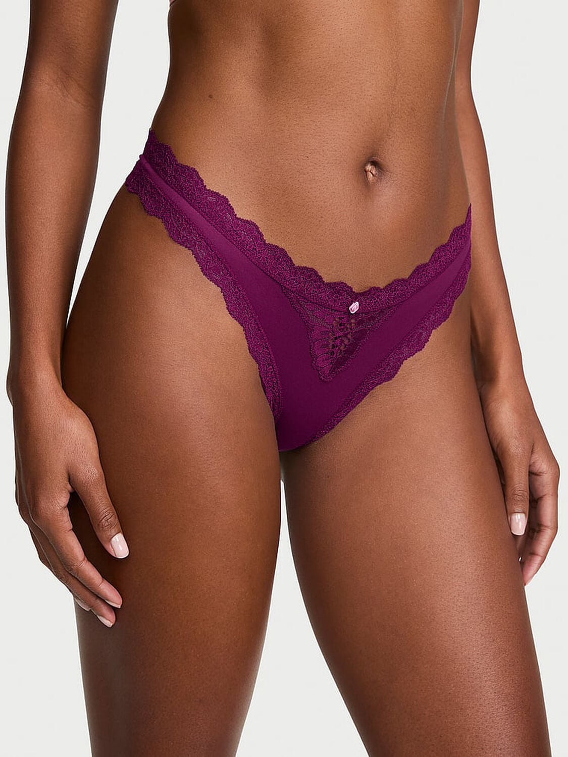 vs Dream Angels Lace-Trim Thong Panty 1 of 3 