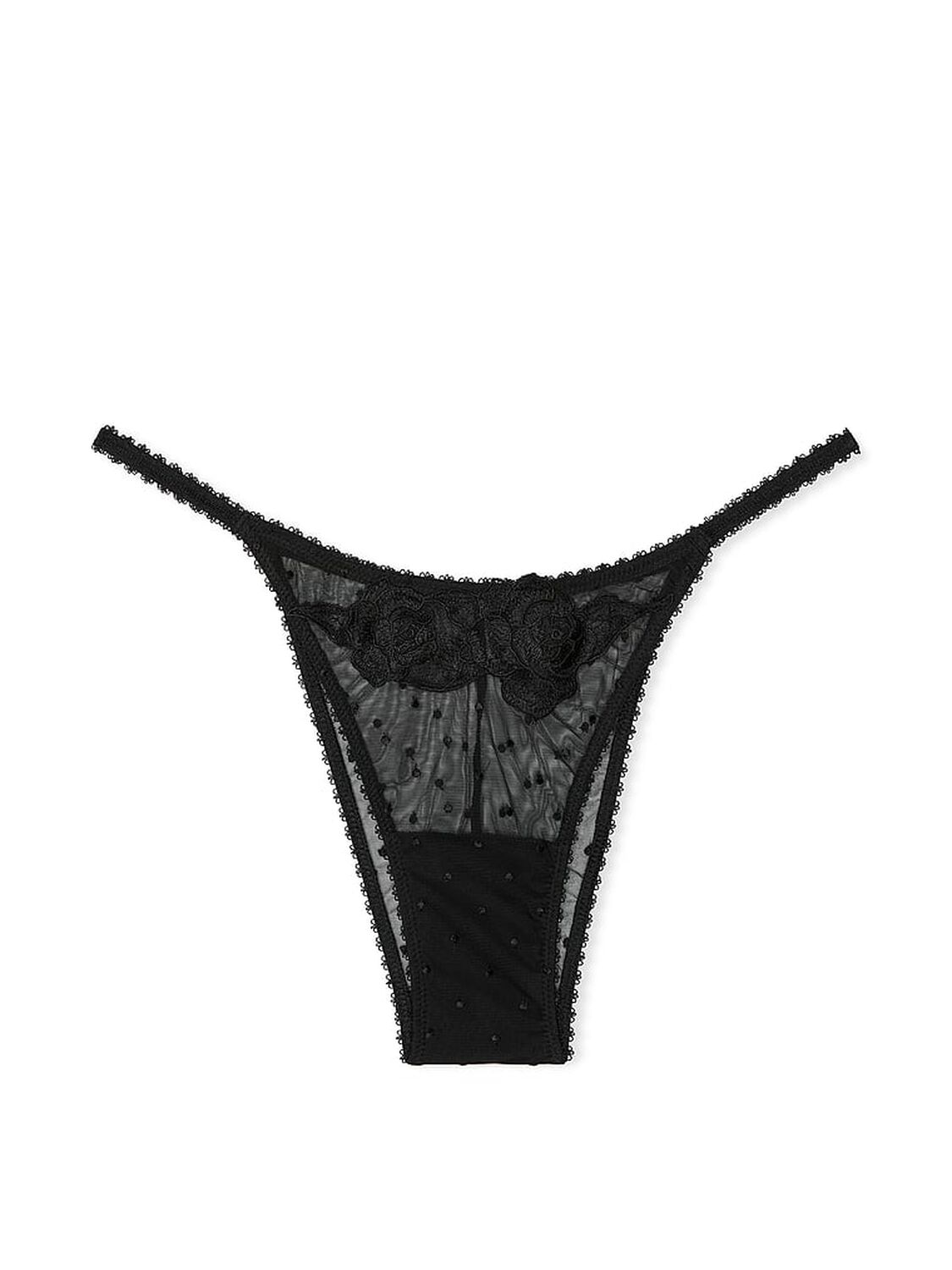 vs Very Sexy Sheer Rose Brazilian Panty Black 1 of 1 