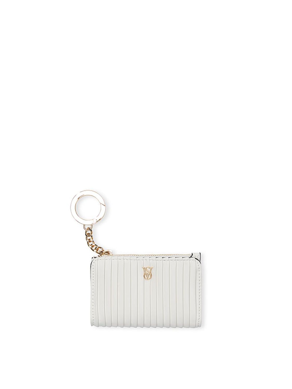 vs Victoria's Secret Foldover Card Case Keychain Coconut White 1 of 3 