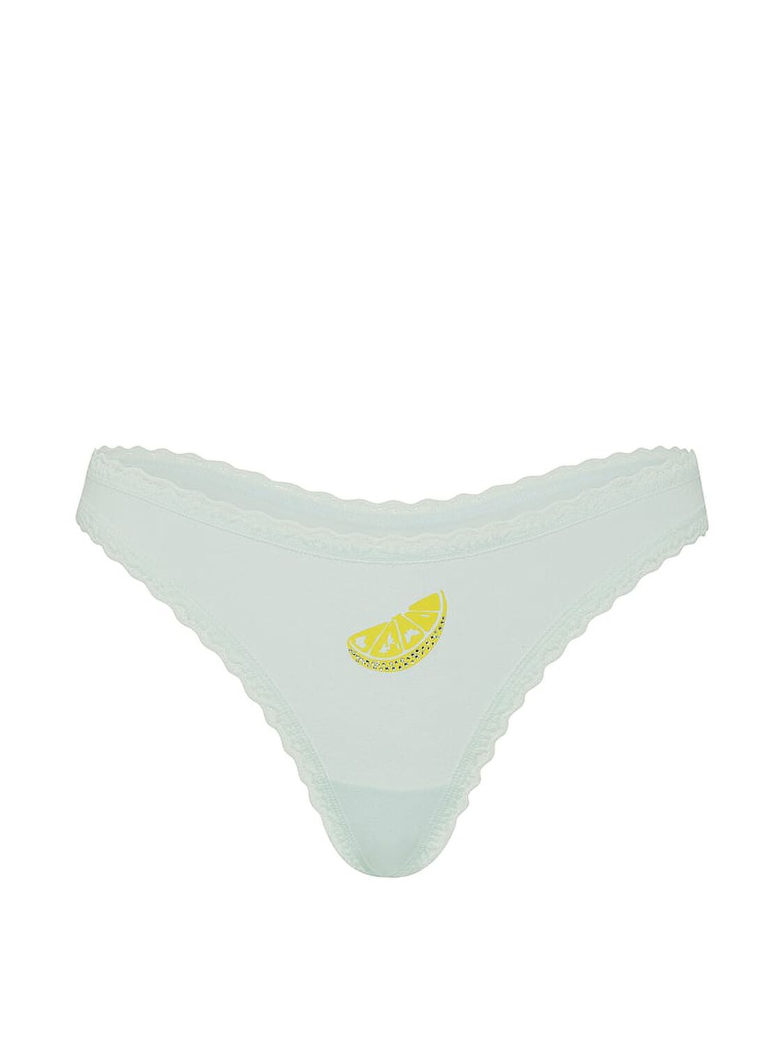 vs Lace Trim Cotton Lace-Waist Thong Bliss Get Lost Graphic 3 of 3 