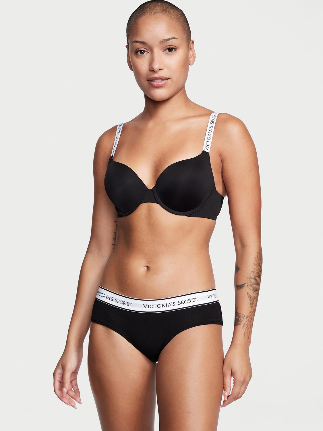 vs Victoria's Secret Logo Cotton Cheeky Panty Black 1 of 3 