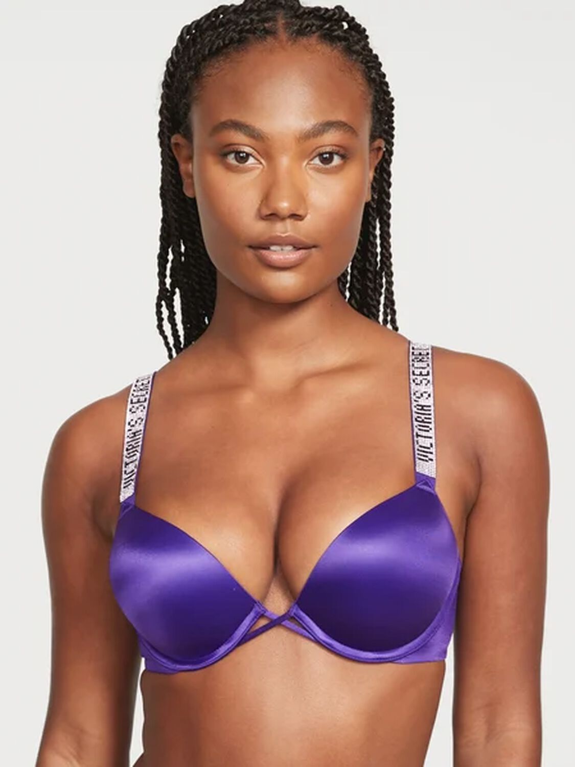 vs Very Sexy Bombshell Add-2-cups Shine Strap Push-Up Bra Brilliant Purple 1 of 3 