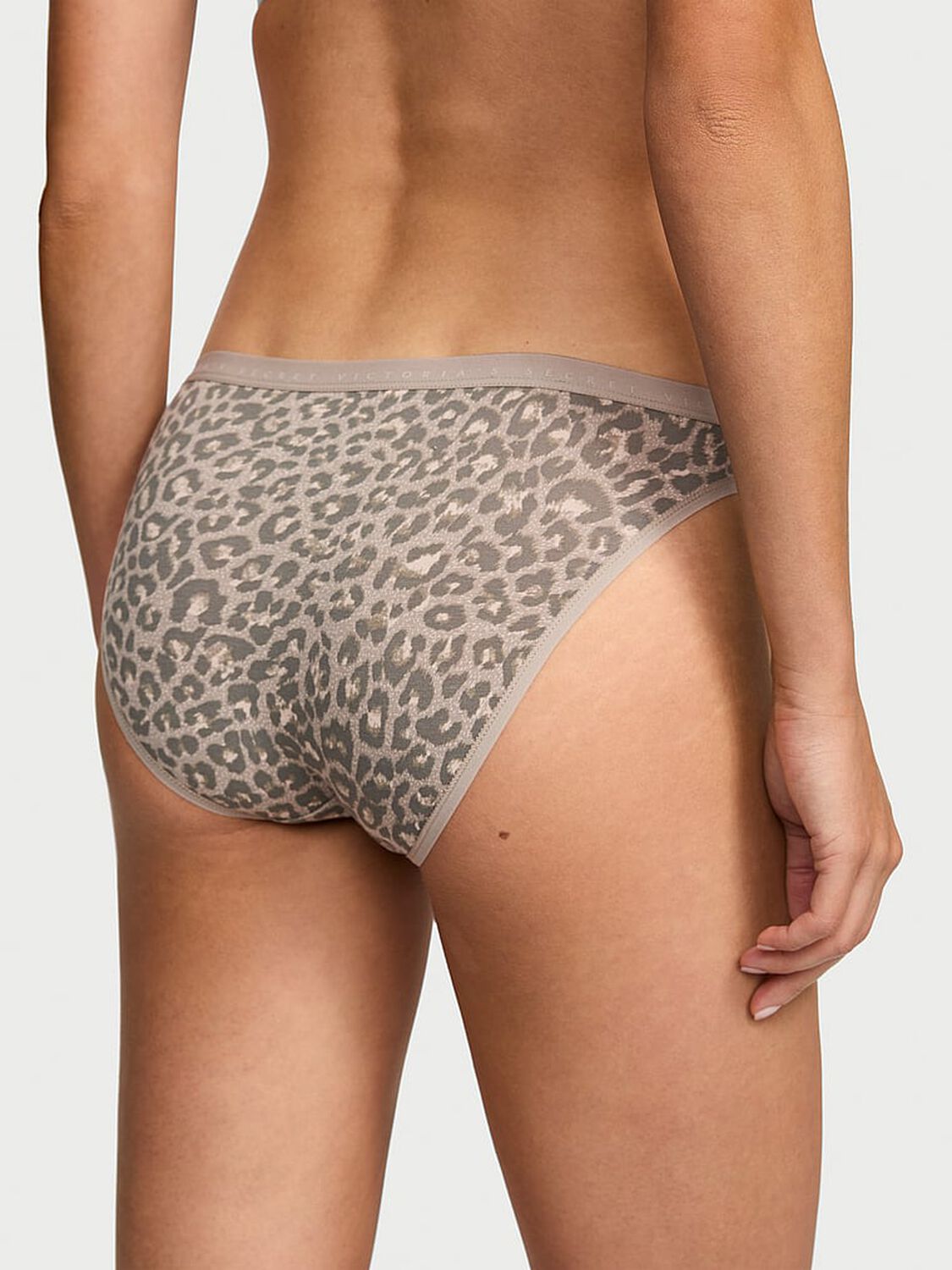 vs Victoria's Secret Stretch Cotton Bikini Panty Dove Grey Leopard 2 of 3 