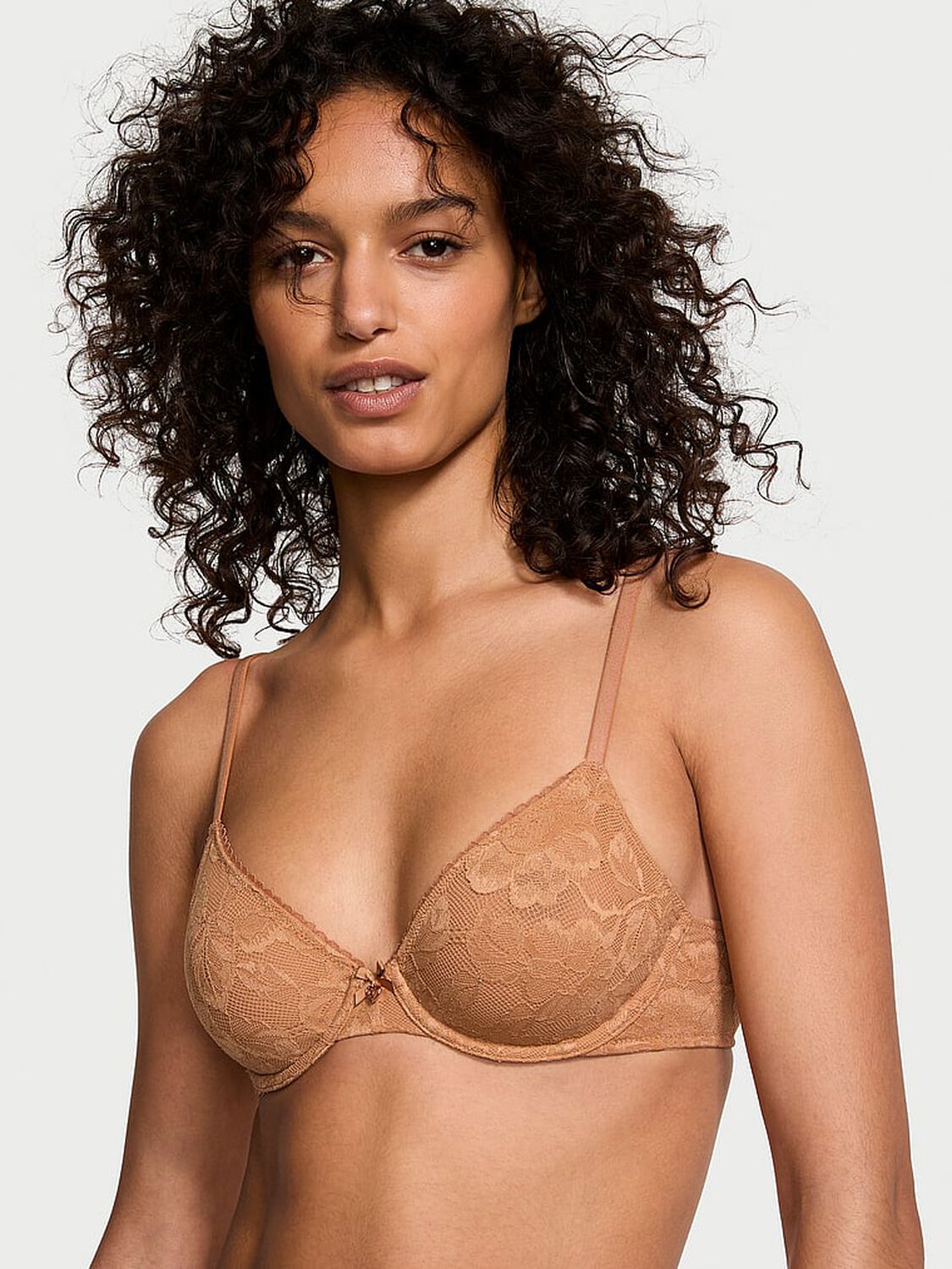 vs Body By Victoria Invisible Lift Unlined Lace Demi Bra Toffee 1 of 4 
