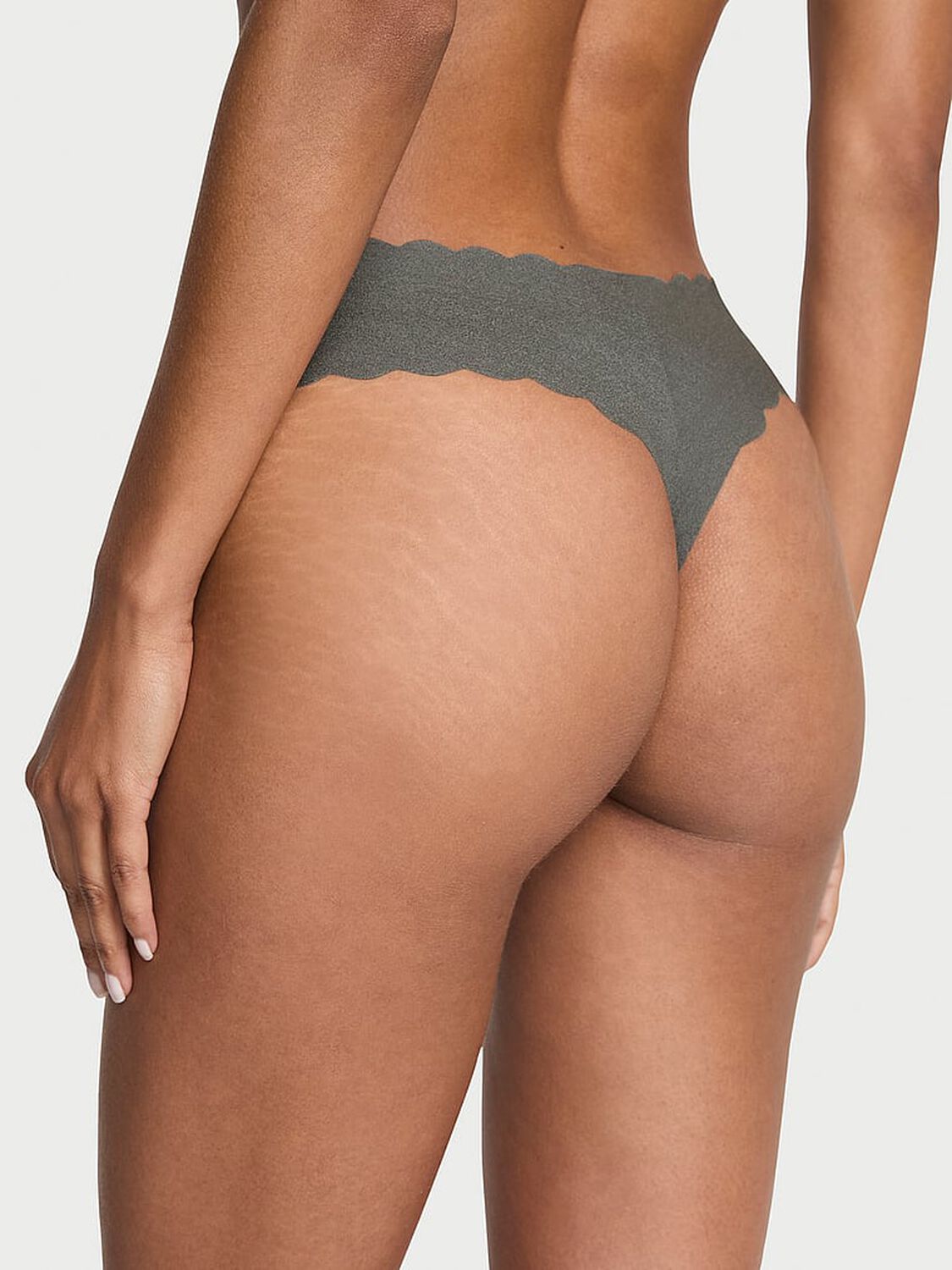 vs No-Show No-Show Scalloped Thong Panty Expedition Green 1 of 3 