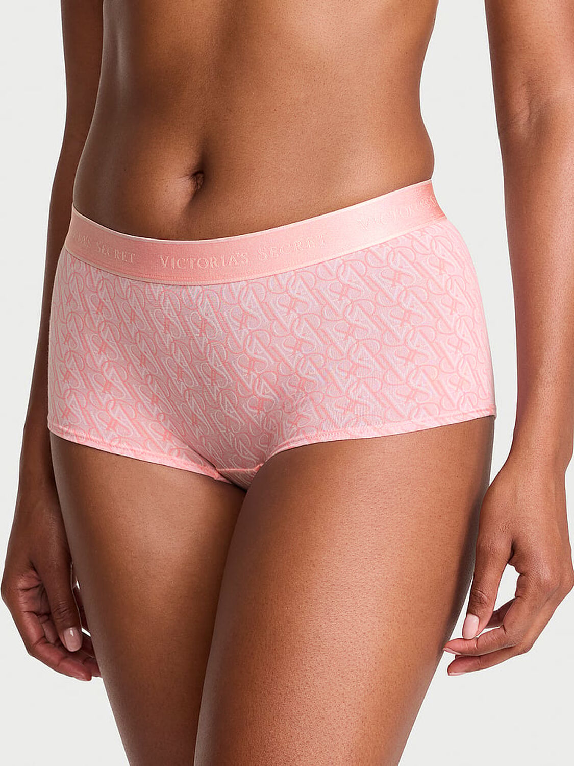 vs Cotton Logo Cotton Boyshort Panty Pretty Blossom Logos 1 of 3 