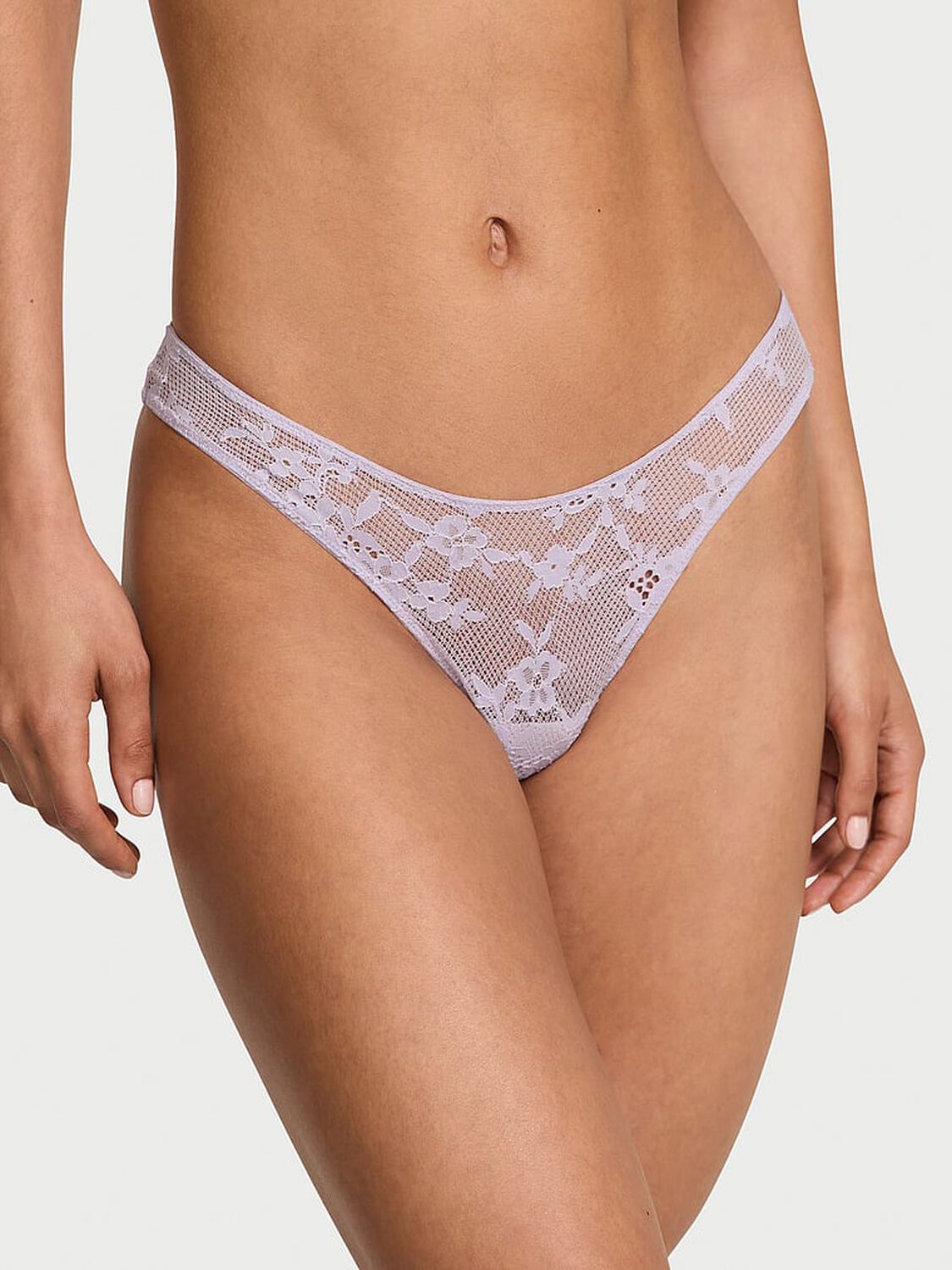 vs Dream Angels Twinkle Butterfly Lace Open-Back Brazilian Panty Feather Lilac 1 of 3 