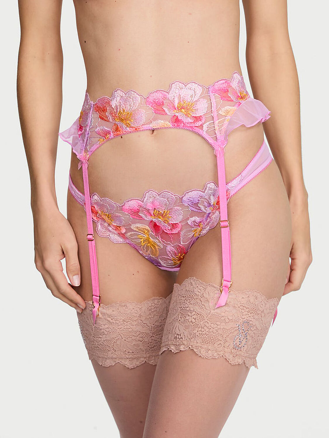 vs Dream Angels Watercolor Embroidery Garter Belt Watercolor Embroidery 1 of 4 