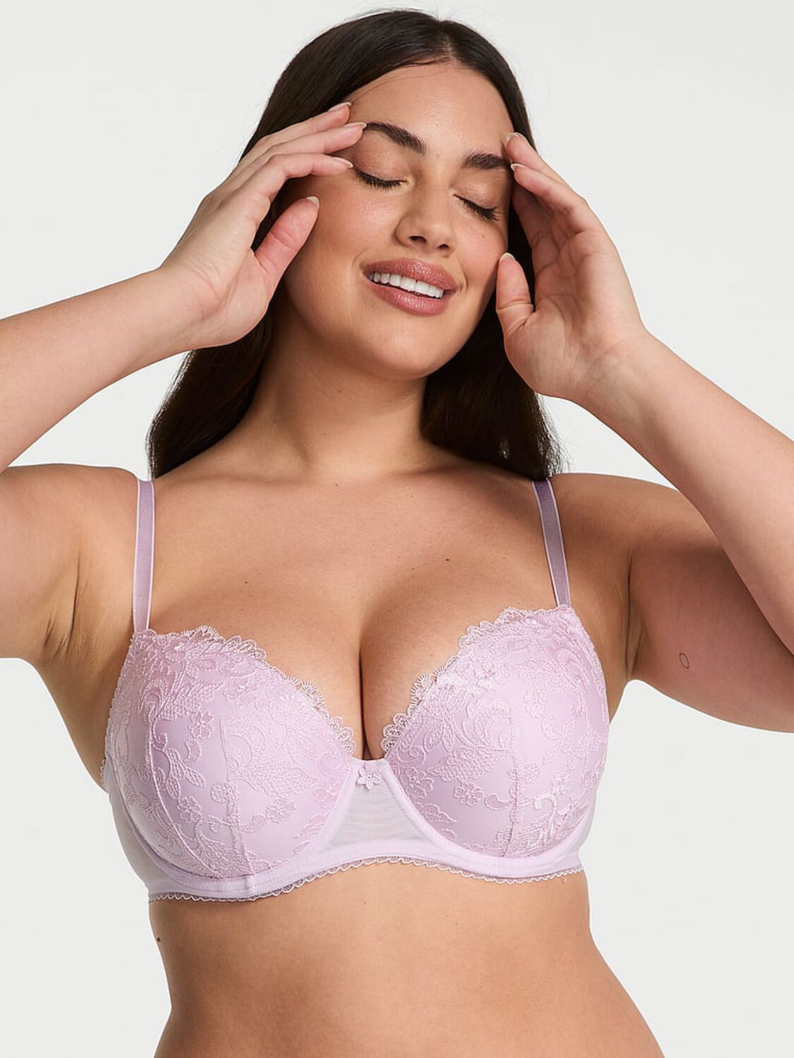 vs Dream Angels Vintage Blossom Embroidery Lightly Lined Demi Bra Delicate Violet 1 of 2 