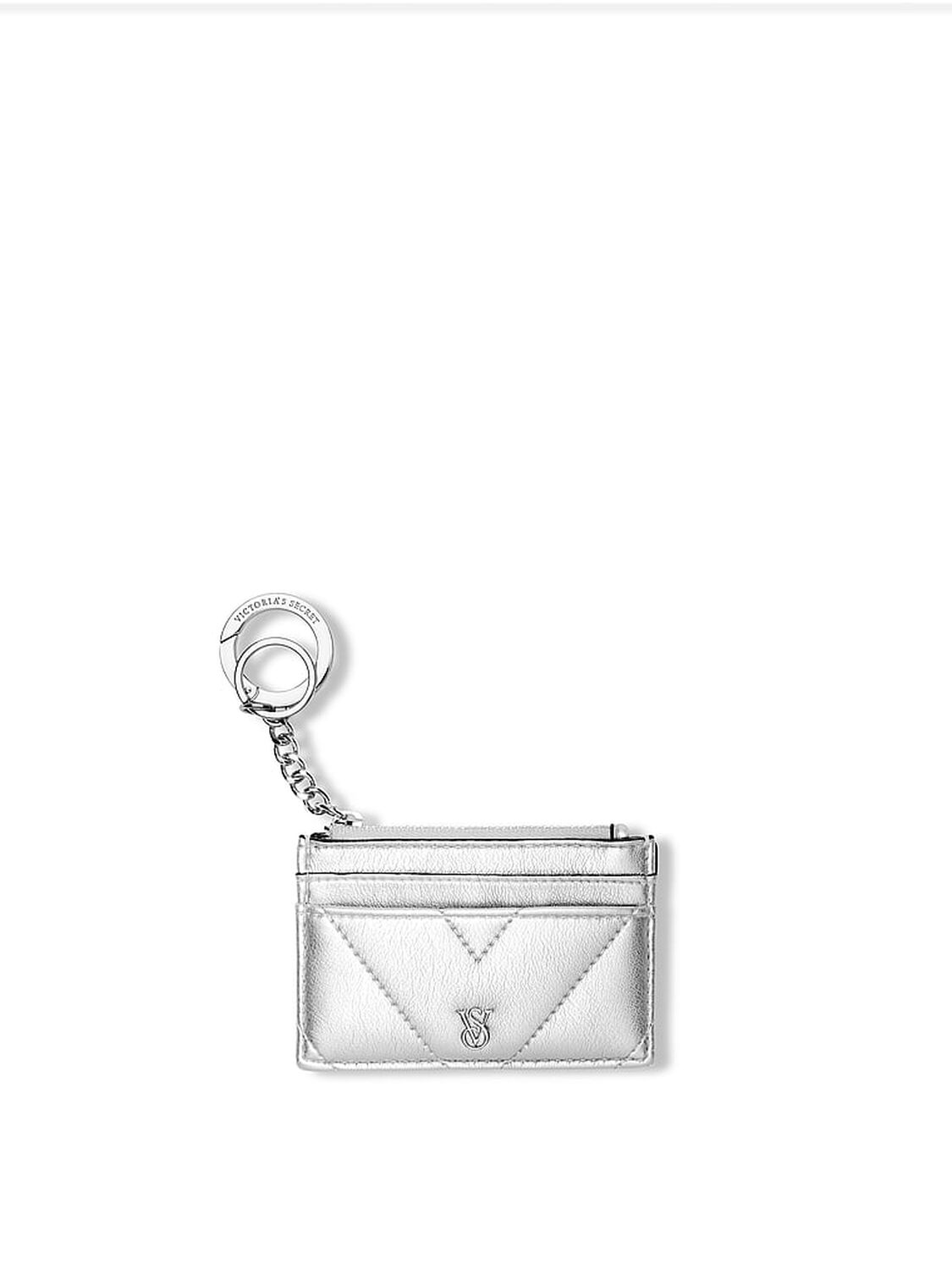 vs Victoria's Secret Card Holder Keychain Silver Metallic 1 of 3 