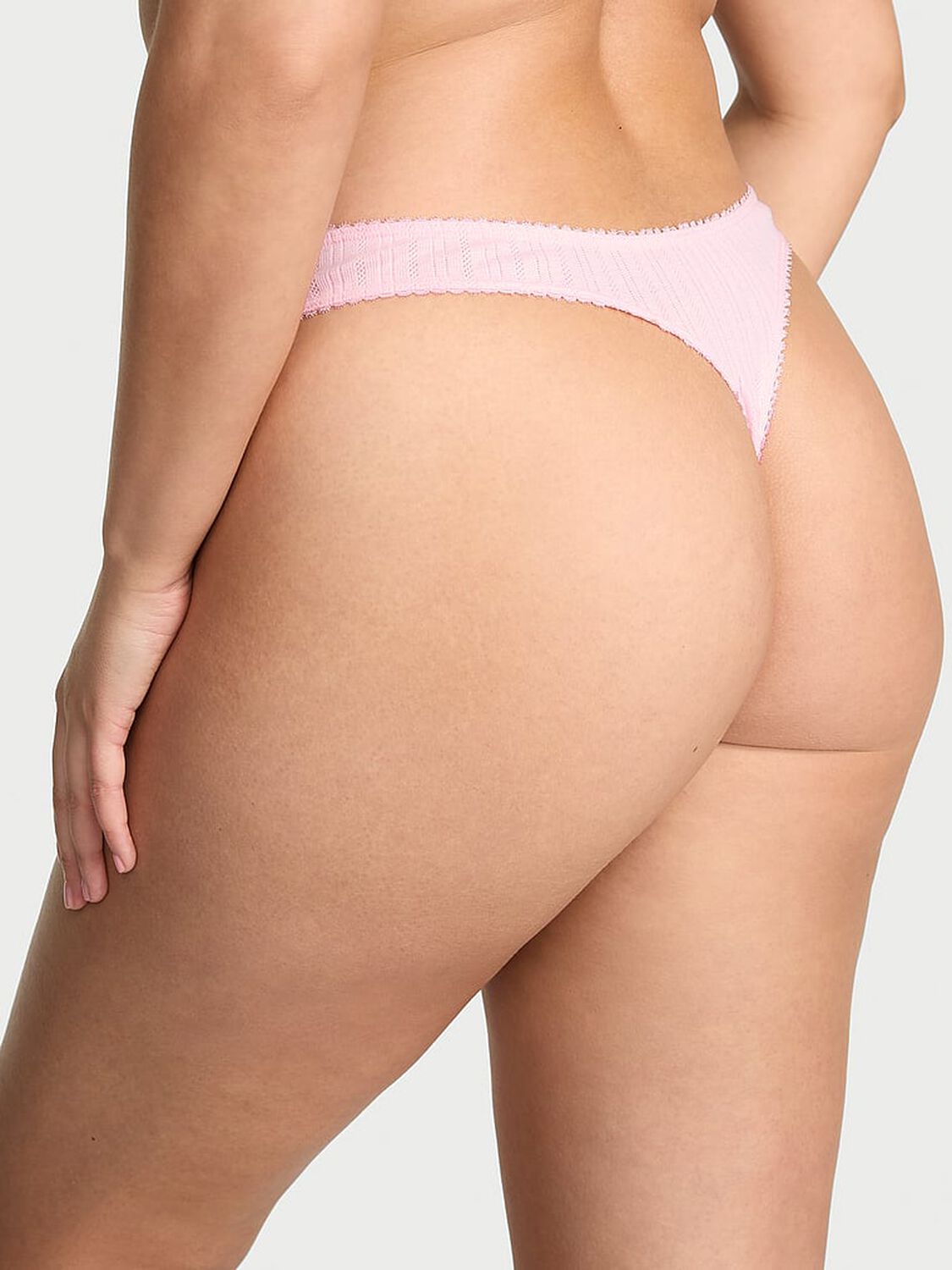 vs Victoria's Secret Lace Pointelle High-Leg Scoop Thong Panty Pretty Blossom 2 of 2 